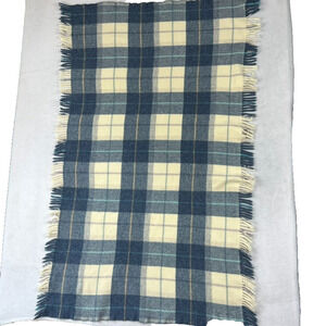 Avoca Wool Handweavers Throw Blanket 29" x 49.5" Blue Plaid Made In Ireland
